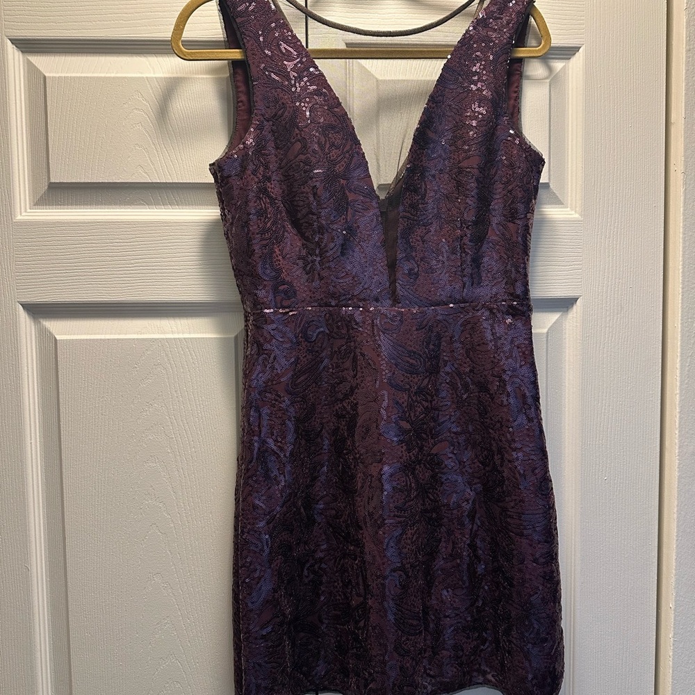 BCBG Selina Purple Sequin Mini Dress Size 8